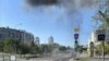 Последствия взрыва после падения беспилотника на улице Щорса в Белгороде